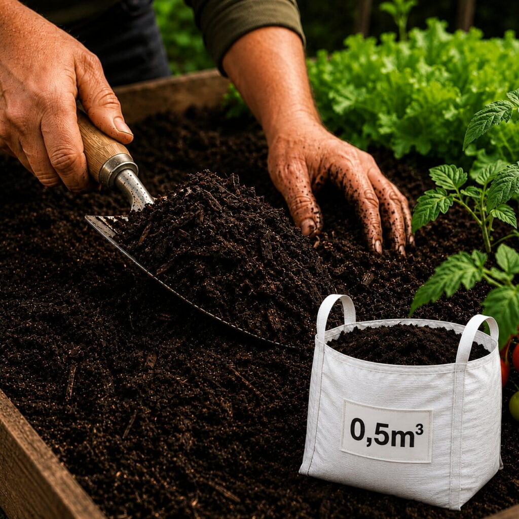 zwarte grond met champost in minibag