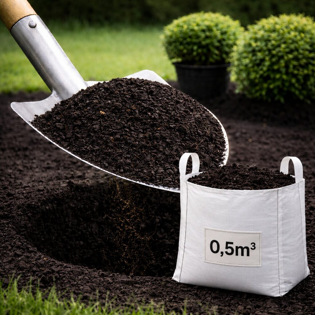 zwarte grond met groencompost in minibag